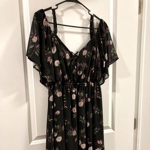 Torrid Black Floral Chiffon/ Polyester Dress